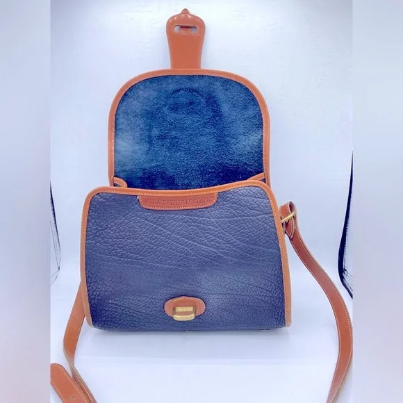 Vintage Dooney & Bourke Navy Blue And Tan Pebble  Leather Shoulder/Crossbody Bag - Picture 12 of 15